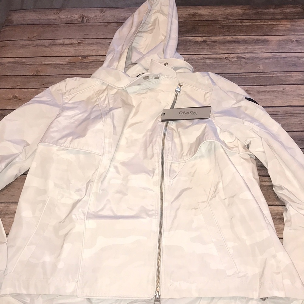 NWT Calvin Klein White Camo Rain Coat - Picture 3 of 8